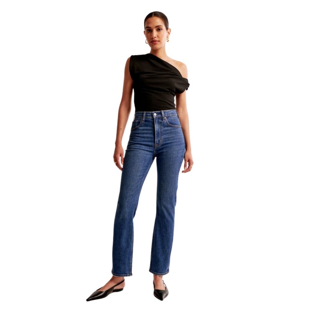 Abercrombie Ultra High Rise Ankle Straight Jean | Dark Wash | Sz 27 Reg